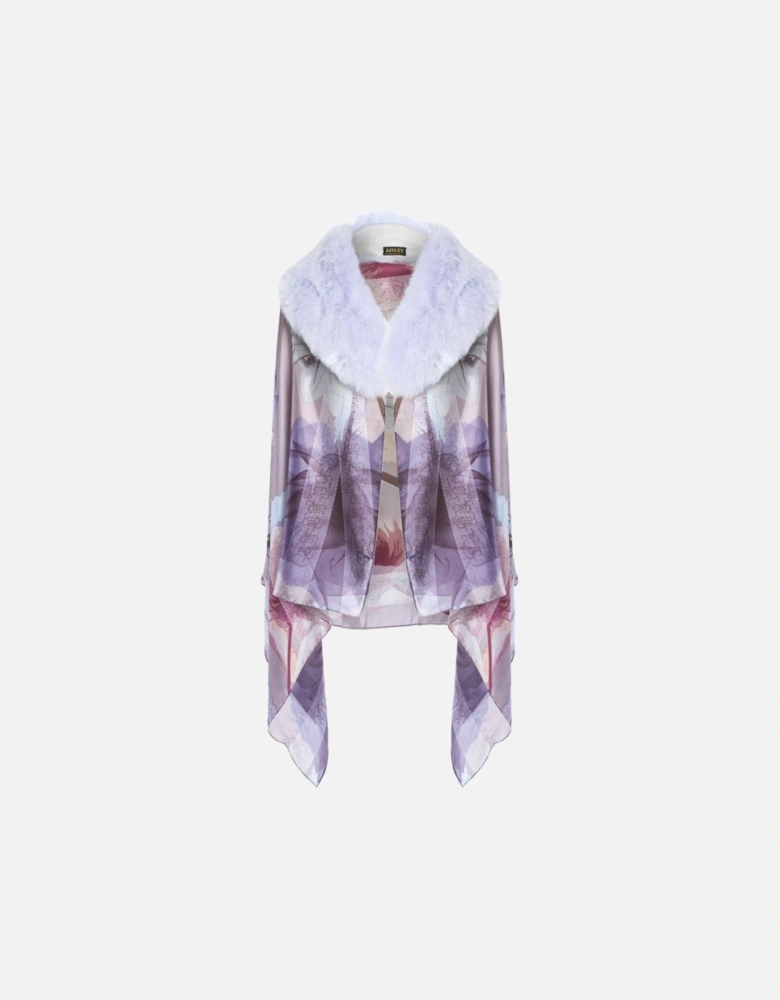 Purple Silk Wrap with Detachable Faux Fur Collar