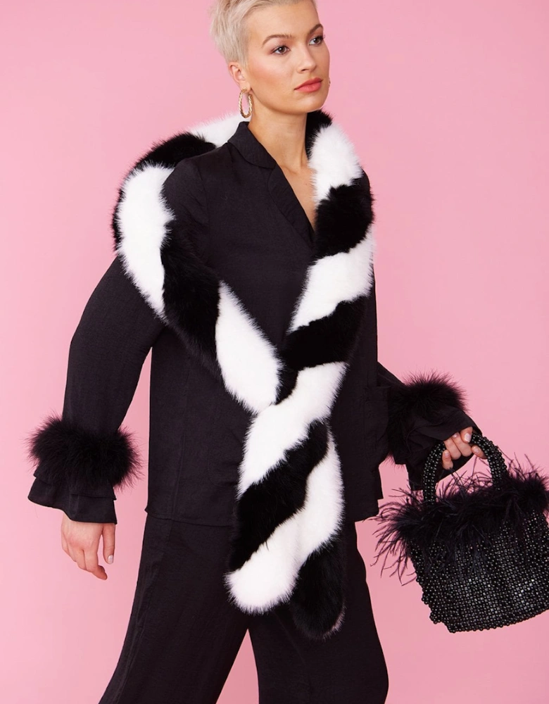 Faux Fur Contrast Barber Twist Scarf