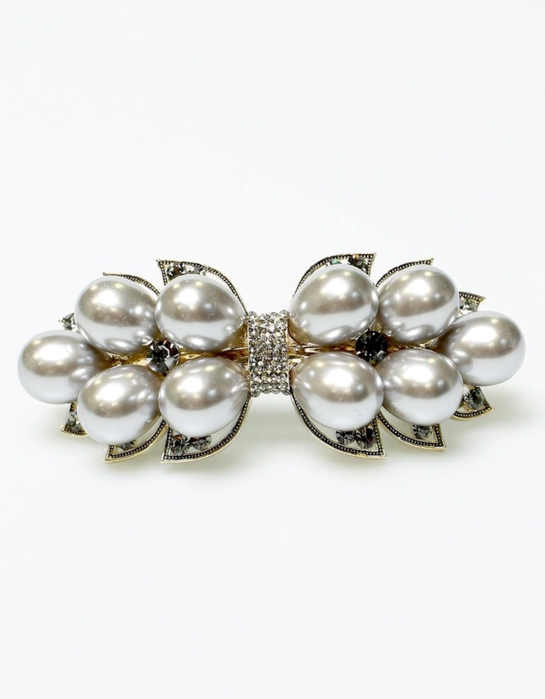 Limited Hand Made Faux Pearl And Crystal Hair Clip