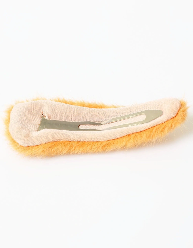 Orange Faux Fur Hair Clip