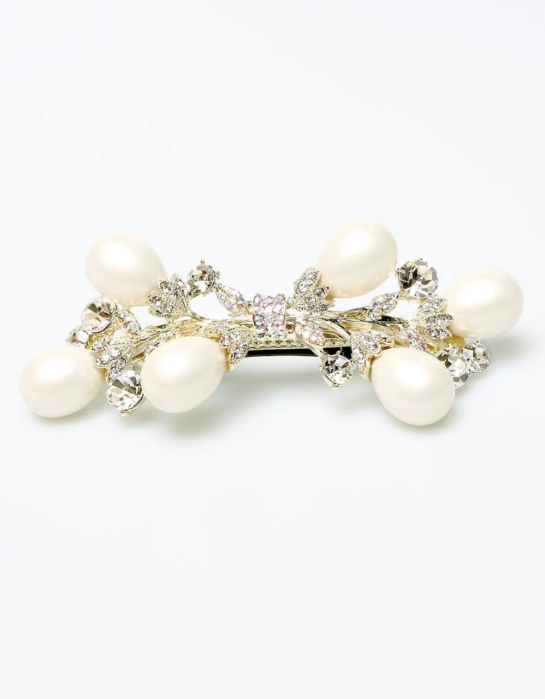 Limited Hand Made Faux Pearl And Crystal Hair Clip