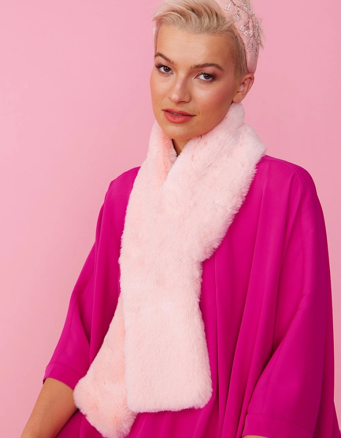 Pink Faux Fur Scarf, 3 of 2