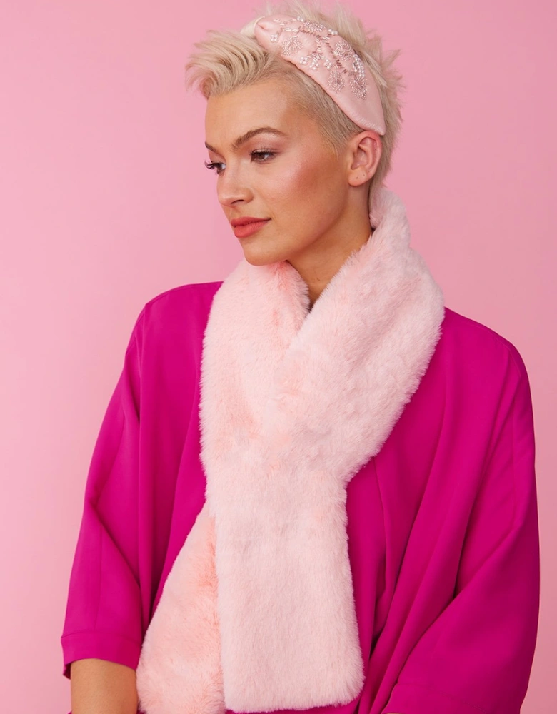 Pink Faux Fur Scarf