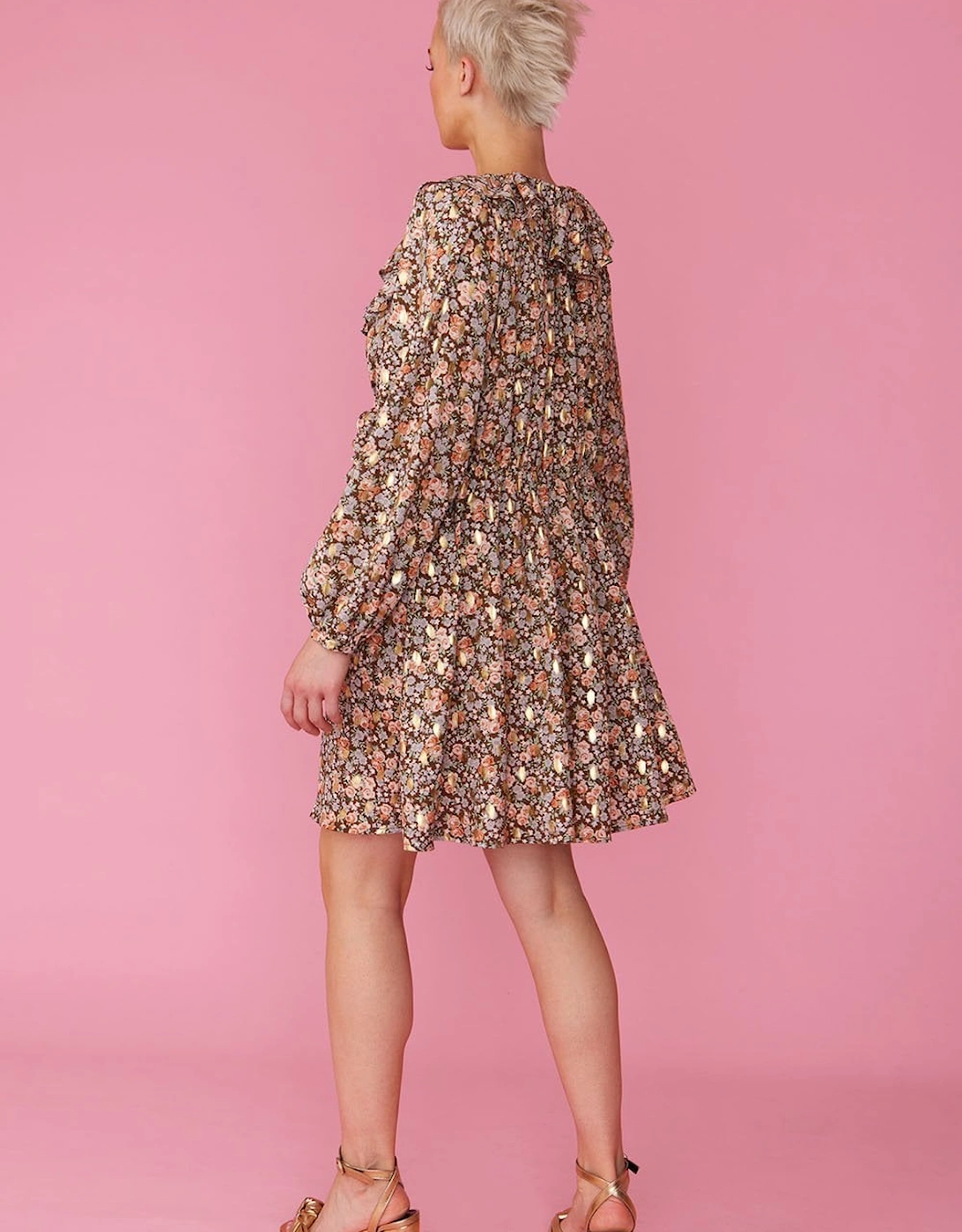 Silk Blend Floral Knee Length Dress