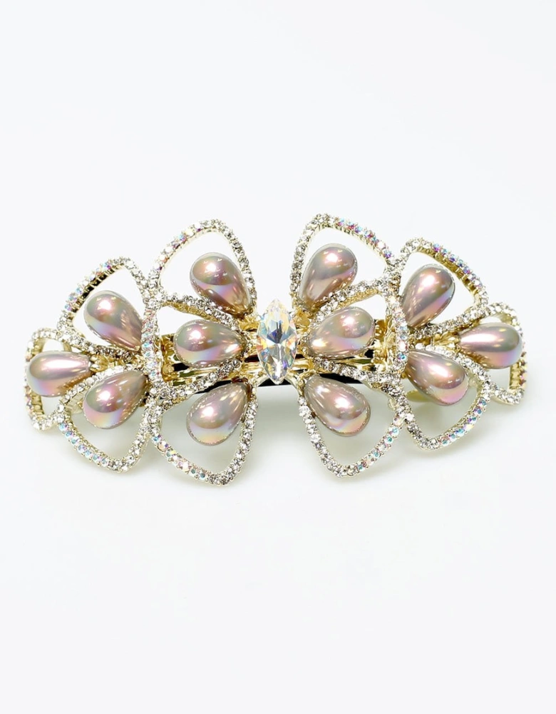 Limited Hand Made Faux Pearl And Crystal Hair Clip