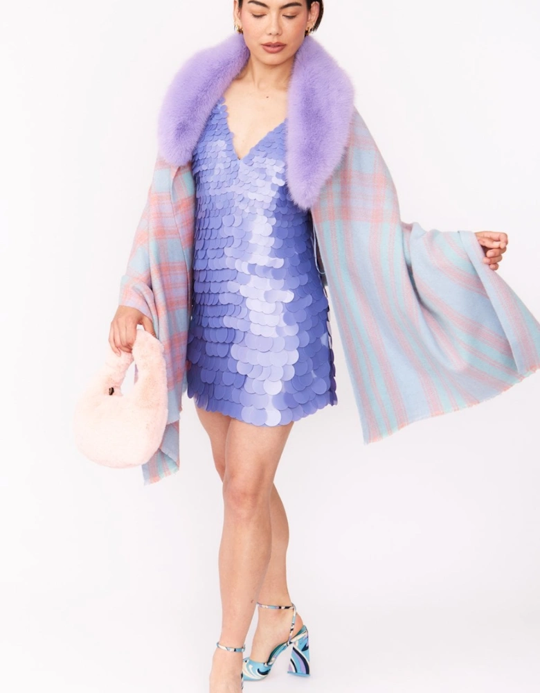 Wool Wrap with Detachable Faux Fur Collar