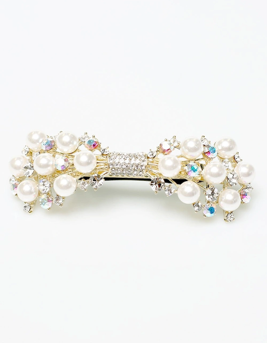 Harriet Gold Tone Pearl Bow Hair Clip, 3 of 2