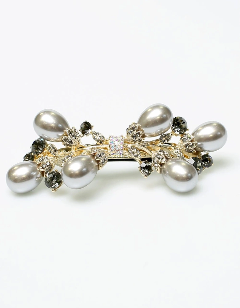 Limited Hand Made Faux Pearl And Crystal Hair Clip