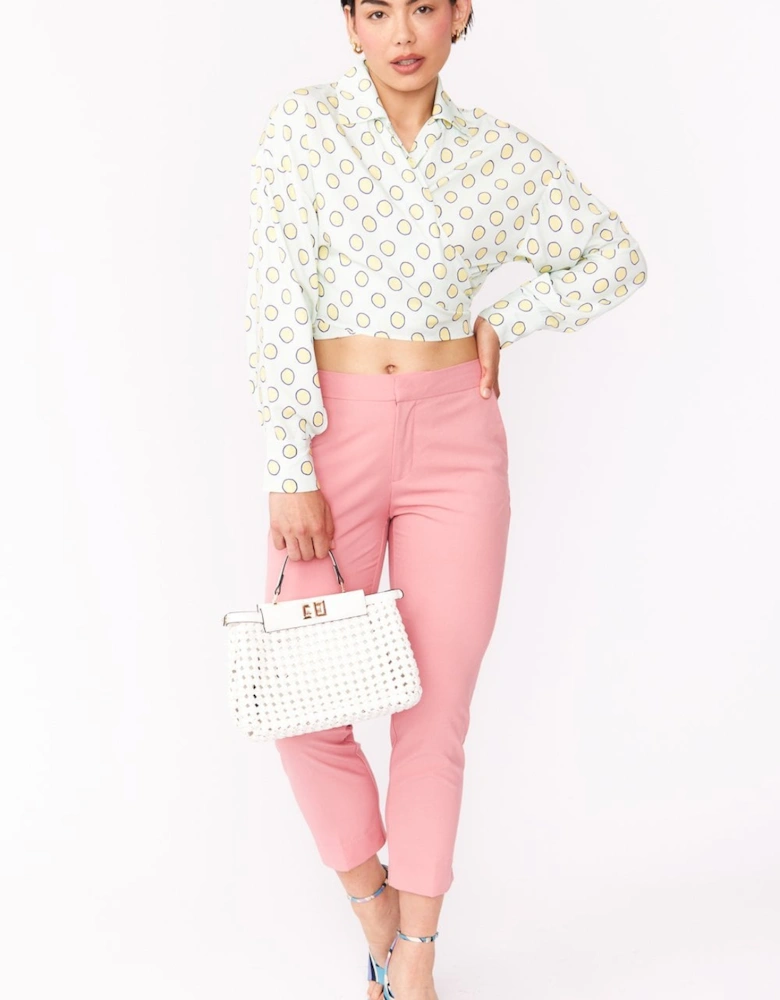 Sustainable Rose Petal Blouse with Spots in baby blue