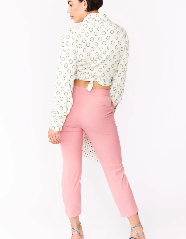 Sustainable Rose Petal Blouse with Spots in baby blue