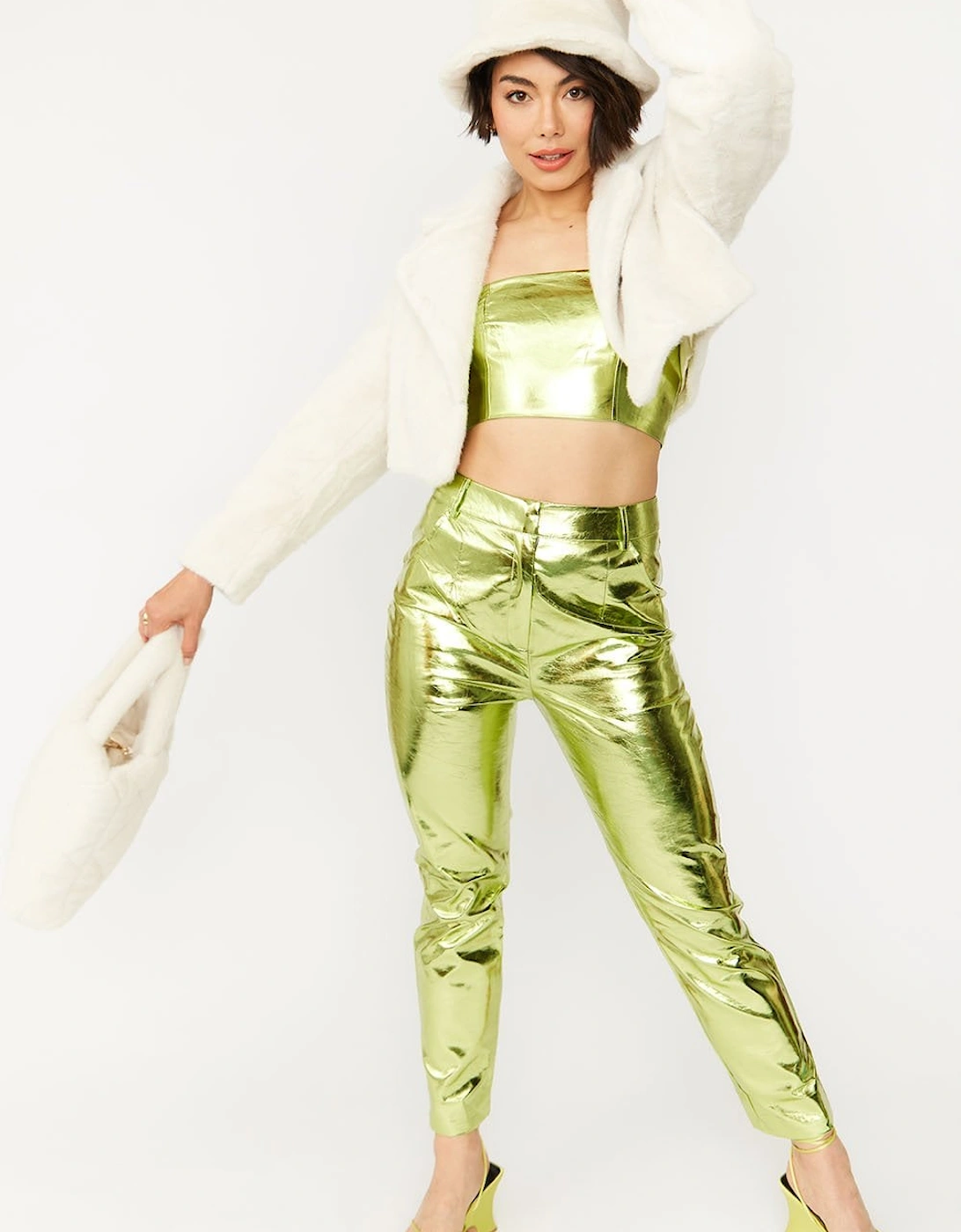 White Vegan Faux Fur Cropped Jacket, 6 of 5