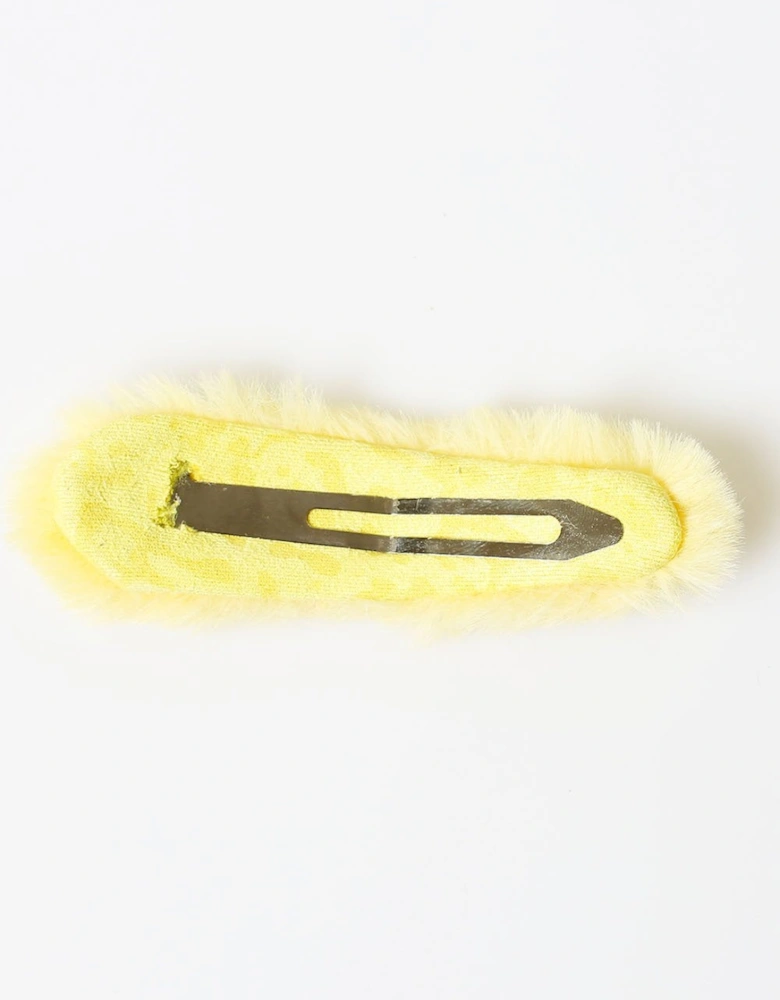 Yellow Faux Fur Hair Clip
