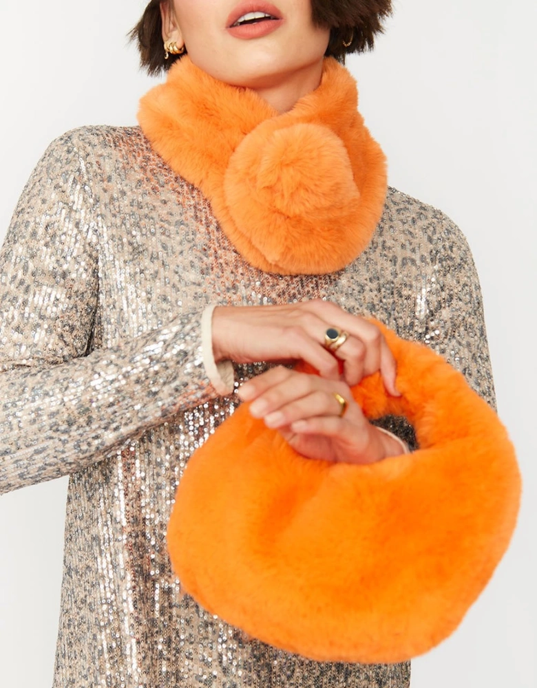 Orange Faux Fur Charlotte Bag