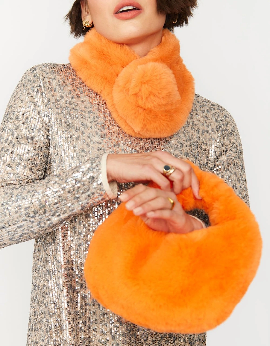 Orange Faux Fur Scarf