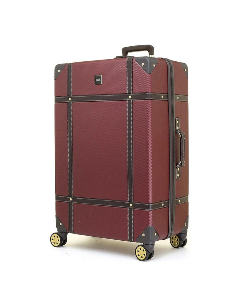 Vintage 8 Wheel Retro Style Hardshell Large Suitcase - Burgundy