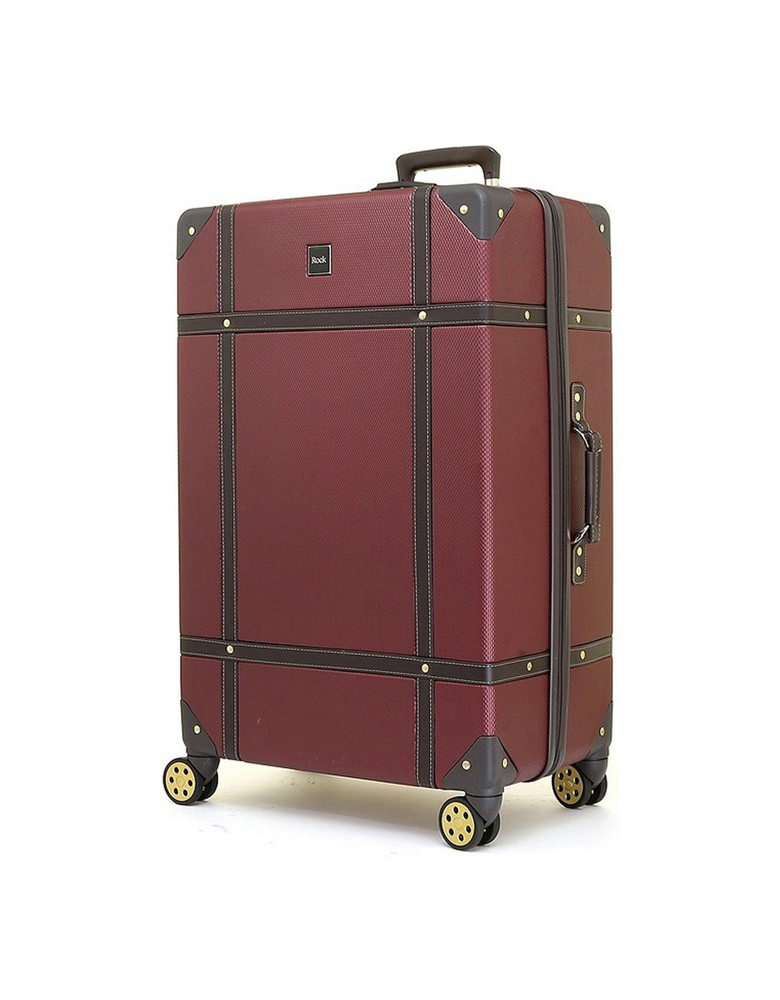 Vintage 8 Wheel Retro Style Hardshell Large Suitcase - Burgundy, 3 of 2