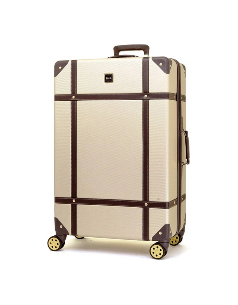 Vintage 8 Wheel Retro Style Hardshell Large Suitcase - Gold