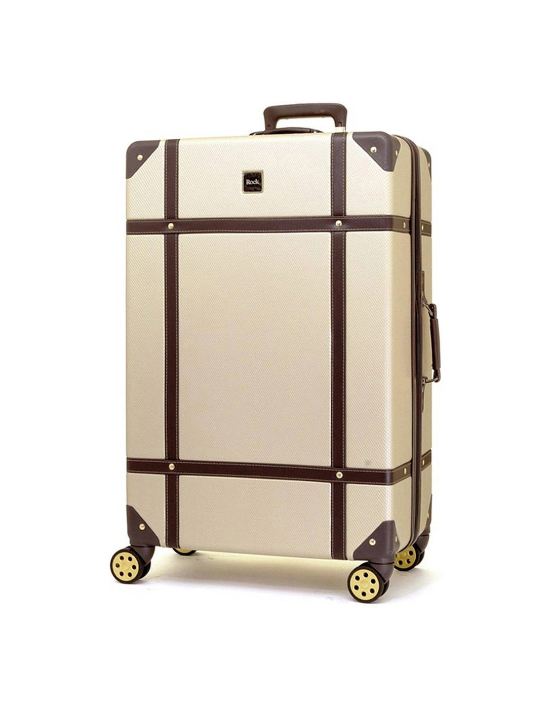 Vintage 8 Wheel Retro Style Hardshell Large Suitcase - Gold, 3 of 2