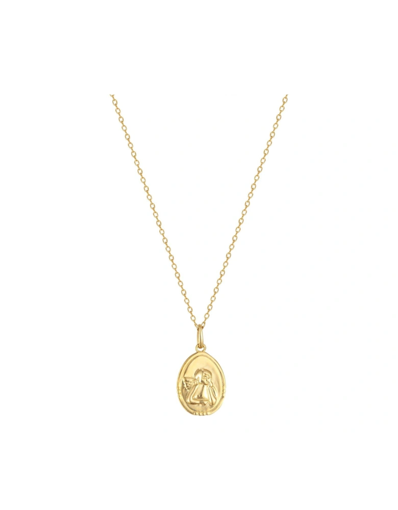 18ct Gold Plated Sterling Silver Oval Cherub Adjustable Necklace