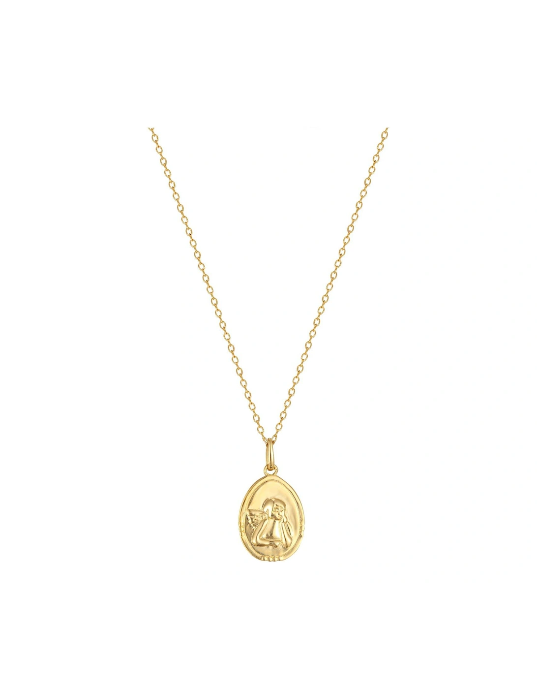 18ct Gold Plated Sterling Silver Oval Cherub Adjustable Necklace, 2 of 1