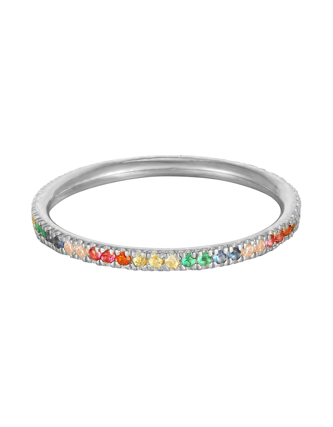 Sterling Silver Rainbow Cubic Zirconia Eternity Ring, 3 of 2