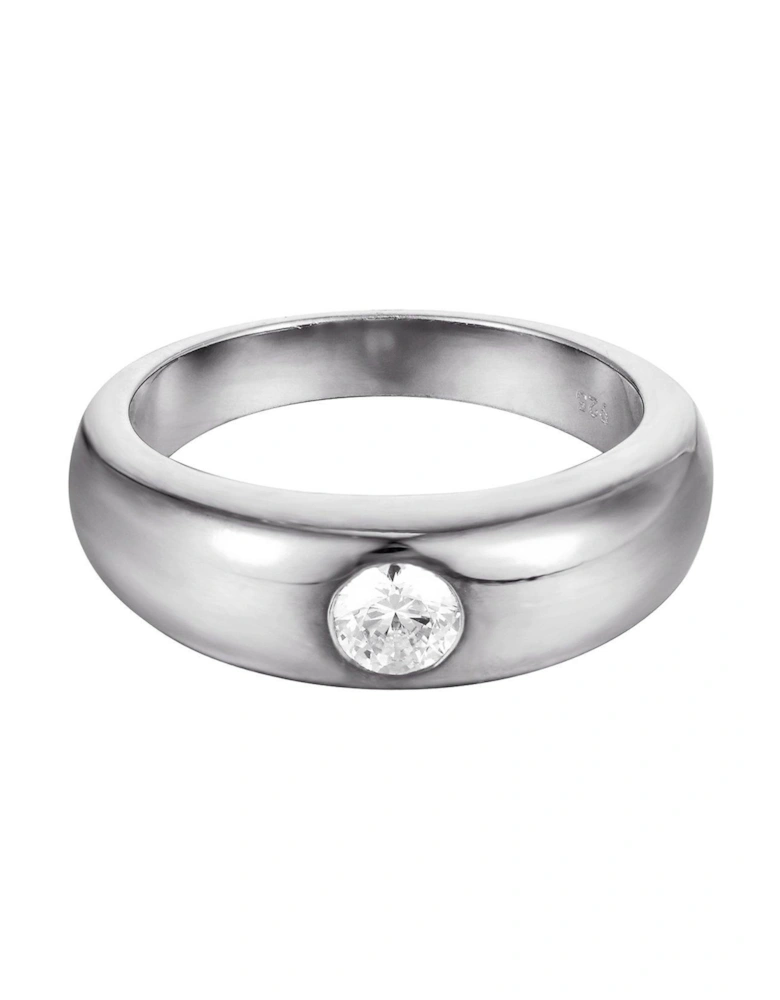 Sterling Silver Domed Cubic Zirconia Ring