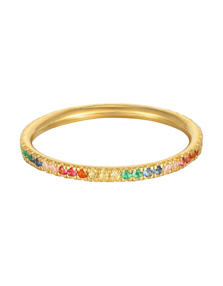 18ct Gold Plated Sterling Silver Rainbow Cubic Zirconia Eternity Ring