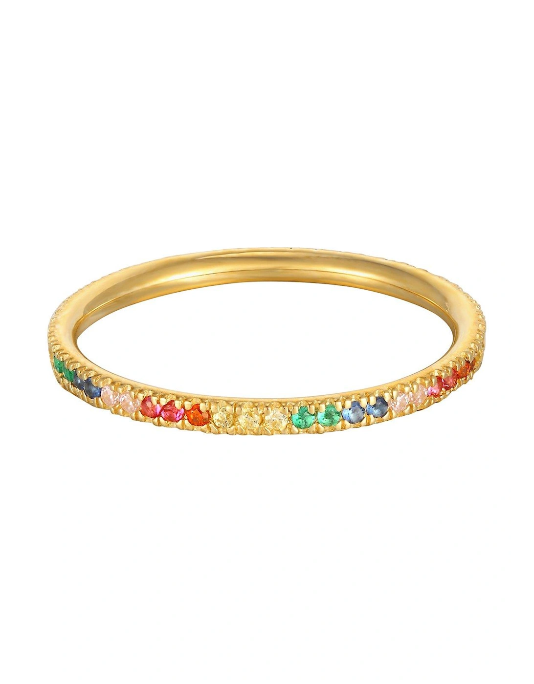 18ct Gold Plated Sterling Silver Rainbow Cubic Zirconia Eternity Ring, 3 of 2