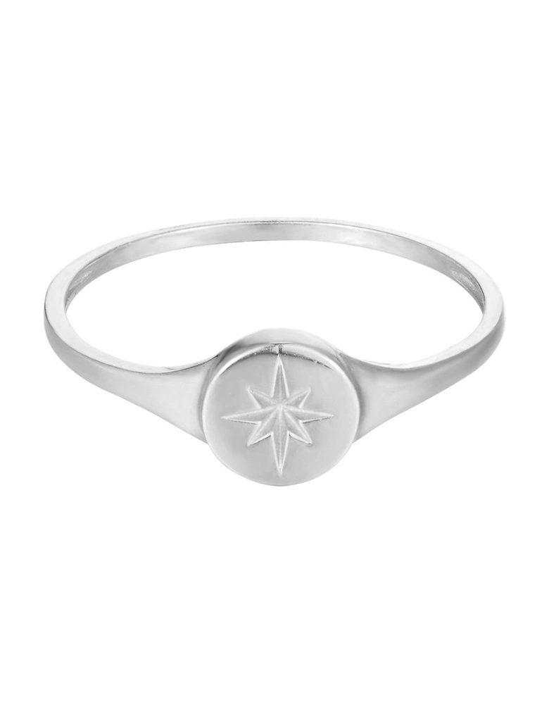 Sterling Silver Compass Star Signet Ring