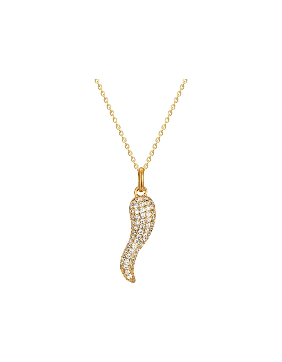 18ct Gold Plated Sterling Silver Pave Cornicello Adjustable Necklace, 2 of 1