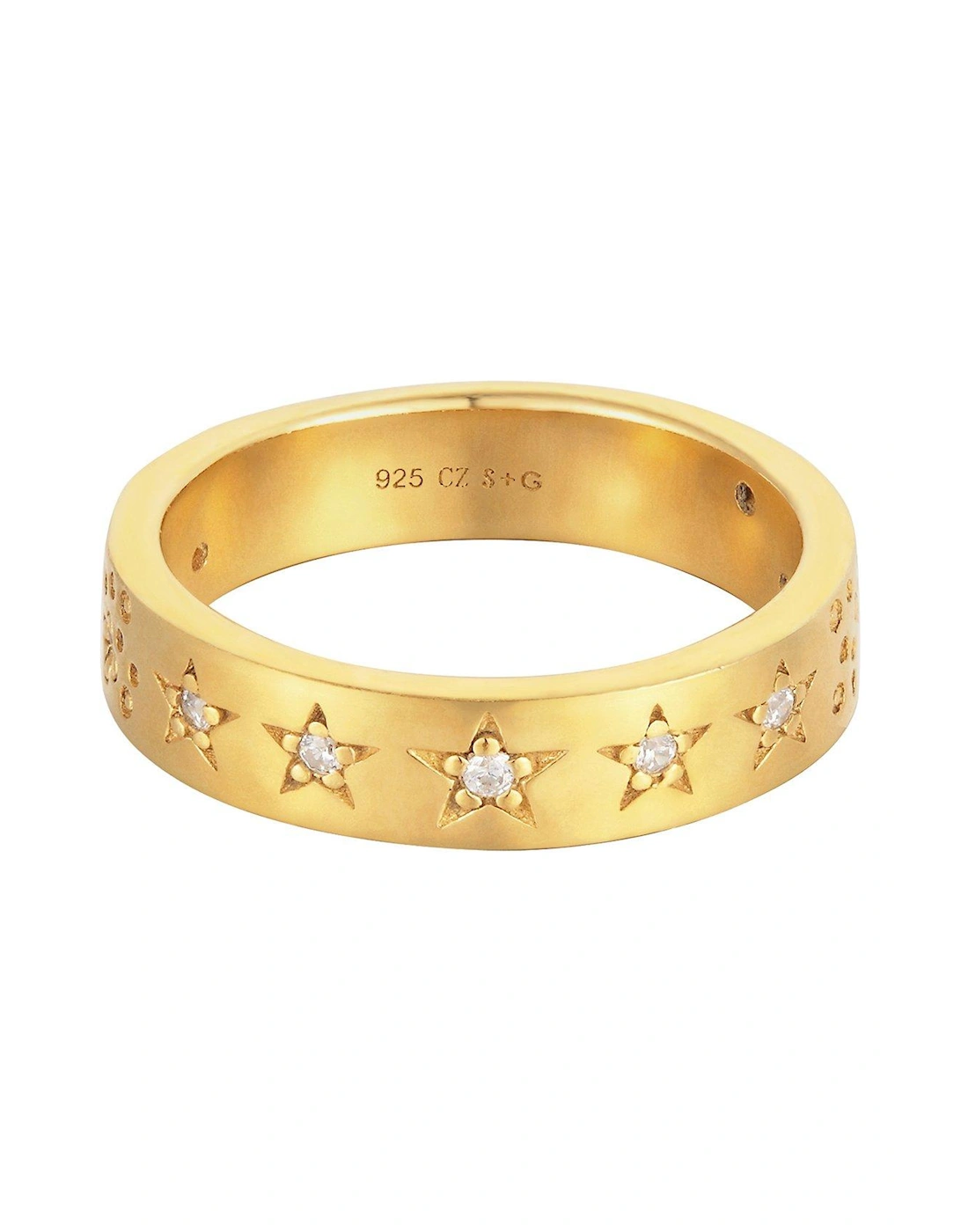 18ct Gold Plated Sterling Silver Star Studded Constellation Cubic Zirconia Ring, 2 of 1