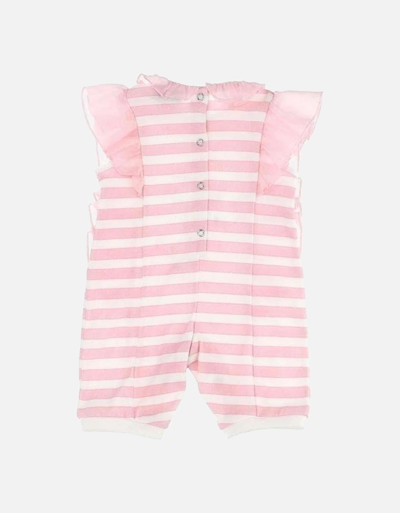 Baby Girls Cream & Pink Striped Romper