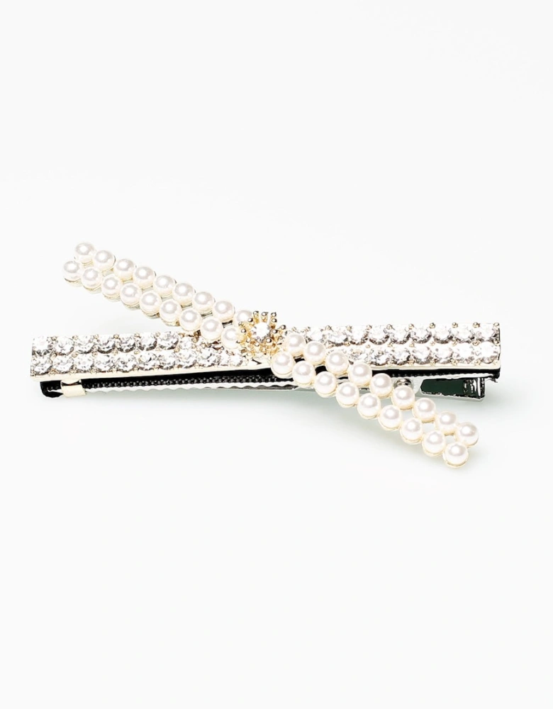 Limited Hand Made Faux Pearl And Crystal Hair Clip