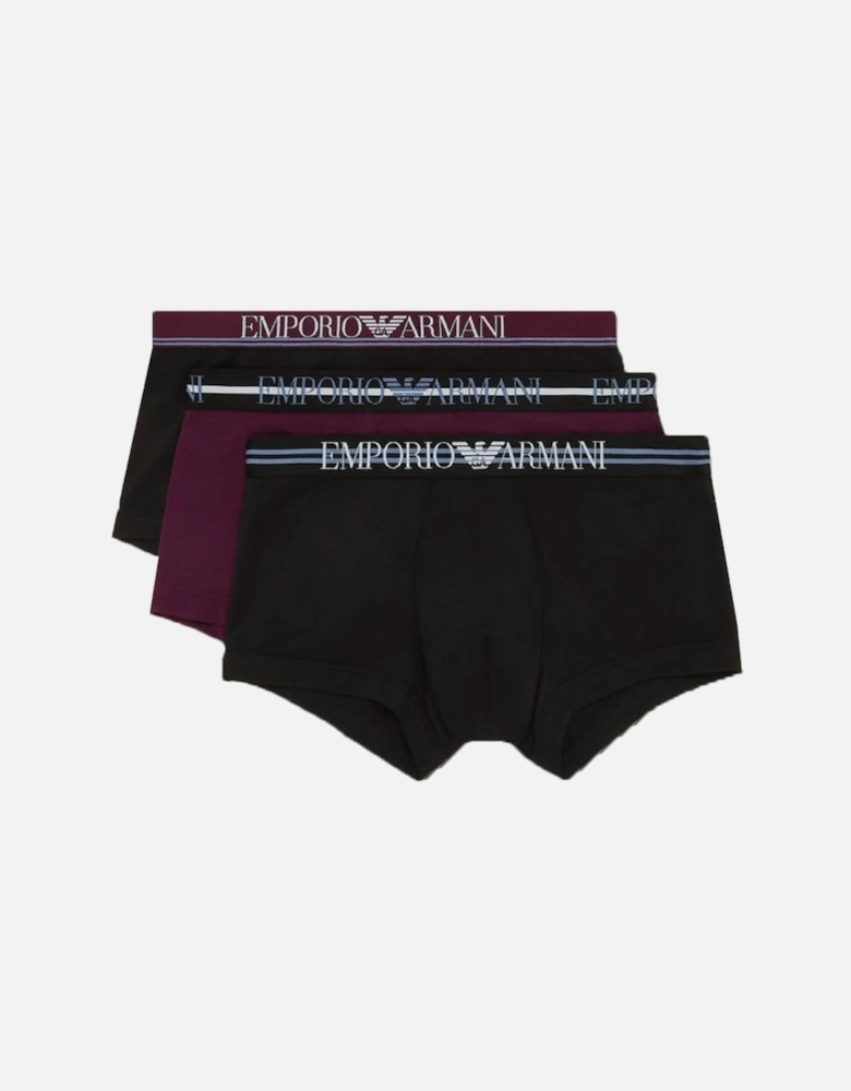 3 Pack Trunks Underwear Nero/prugna/nero