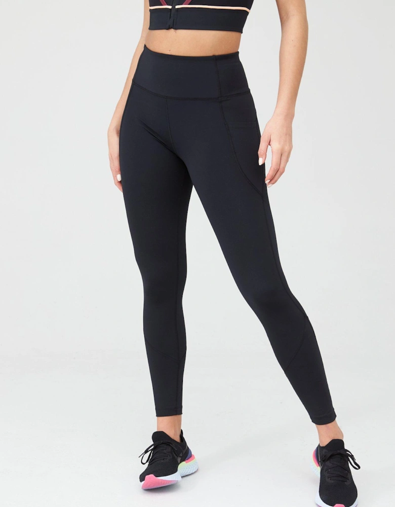 Athleisure Seam Detail Leggings - Black