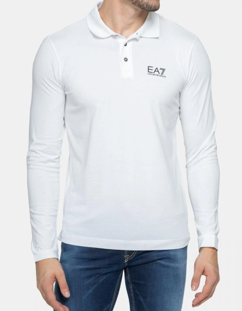 Cotton White Long Sleeve Polo