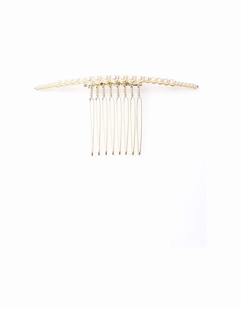 LuLu Silver-Tone Pearl Embellished Hair Comb