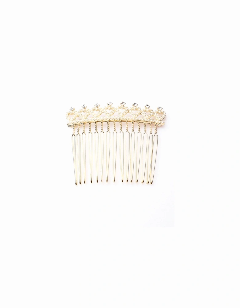 Lola Love Heart Gold Tone Pearl Hair Comb