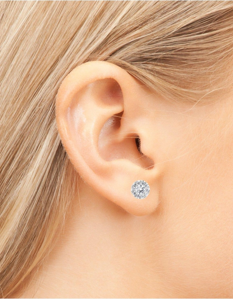 9ct White Gold 0.50ct Diamond Halo Stud Earrings