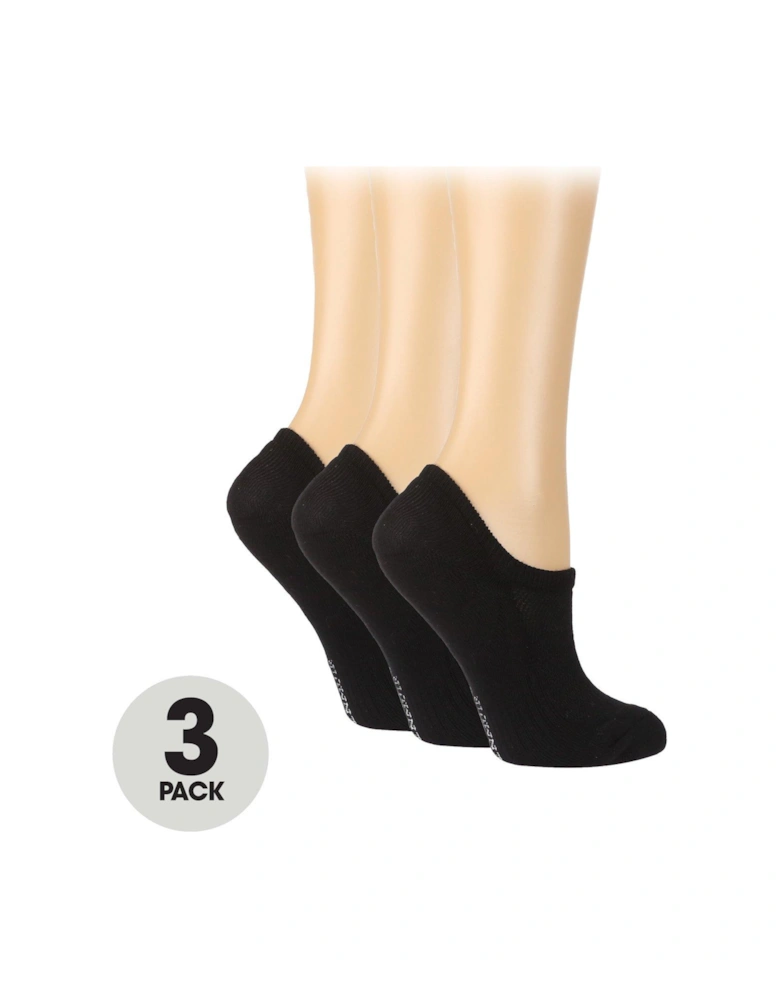 3 Pack Sport Cushioned Bamboo Trainer Socks - Black
