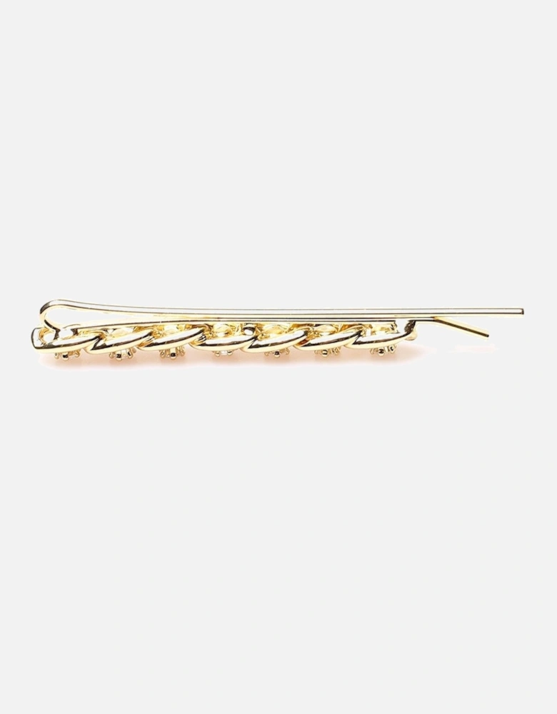 Gold Tone Chain Crystal Embellished Hair Slide