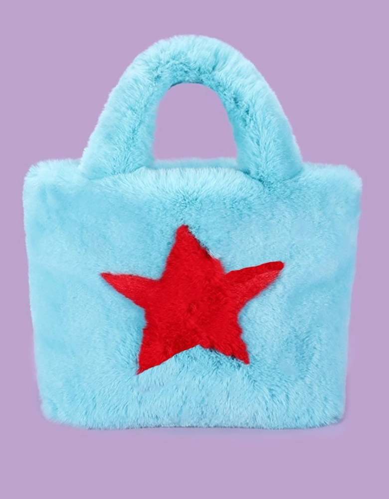 Faux Fur Tote Bag with Star Design