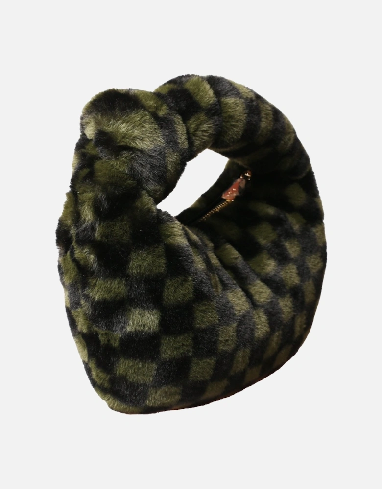 Faux Fur Checkered Green Bag