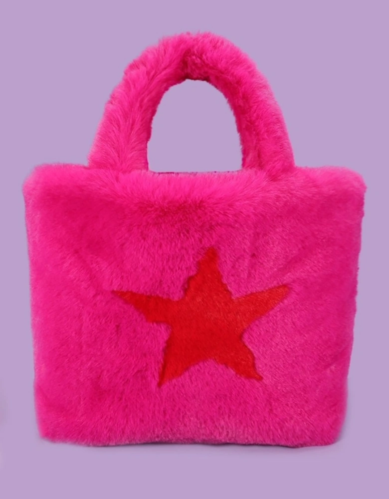 Faux Fur Tote Bag with Star Design