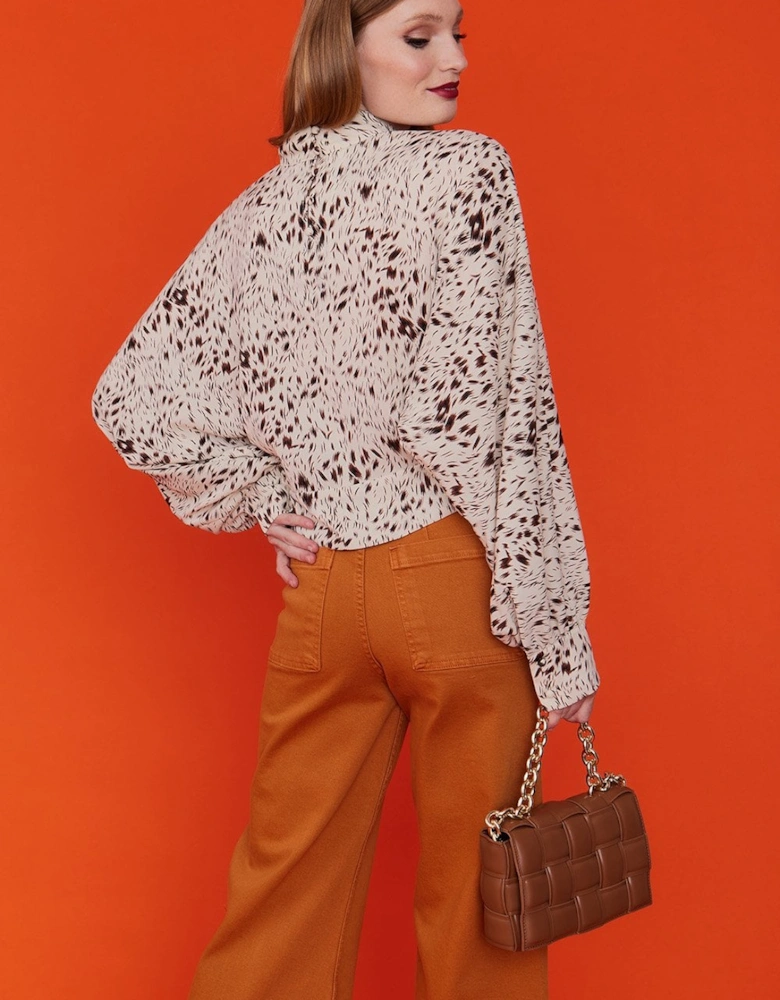 Silk Blend Animal Print Blouse