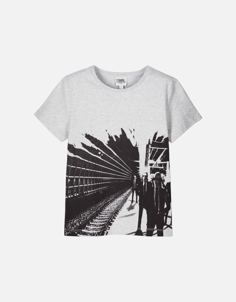 Boys Grey Print T-Shirt