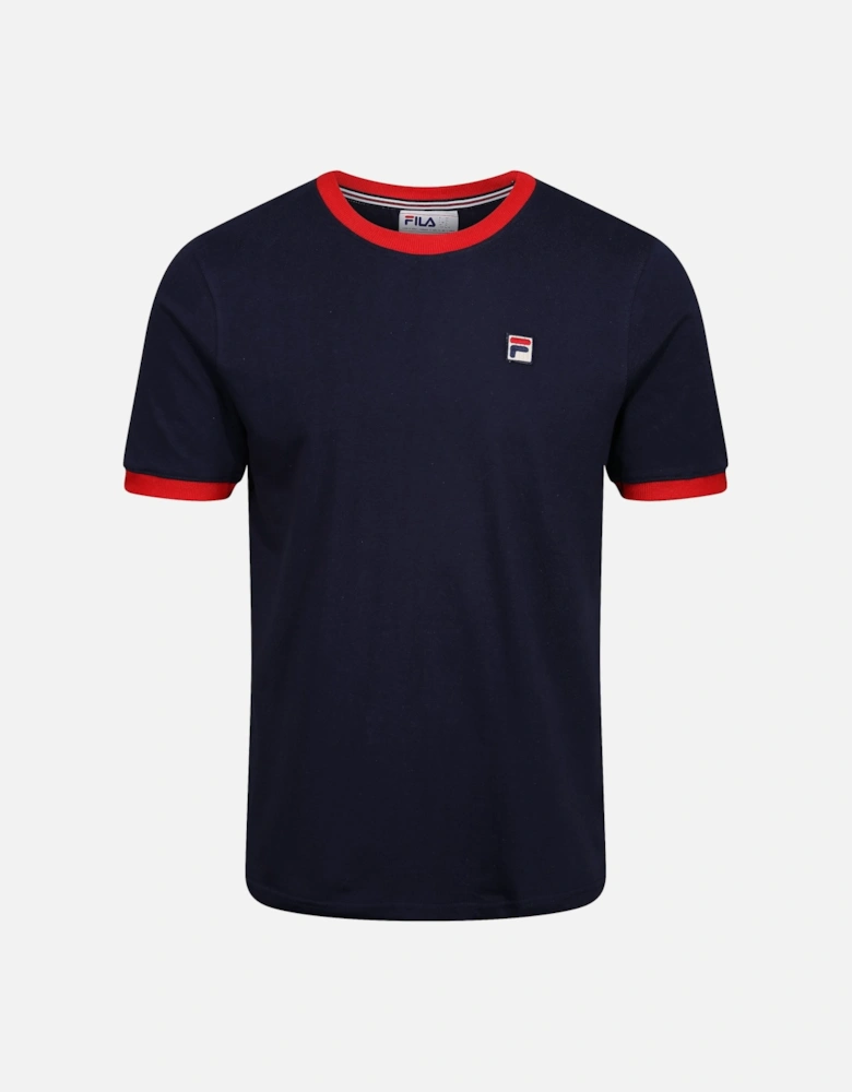 Marconi Essential Ringer Mens Crew Neck T-Shirt | Peacoat/Chinese Red