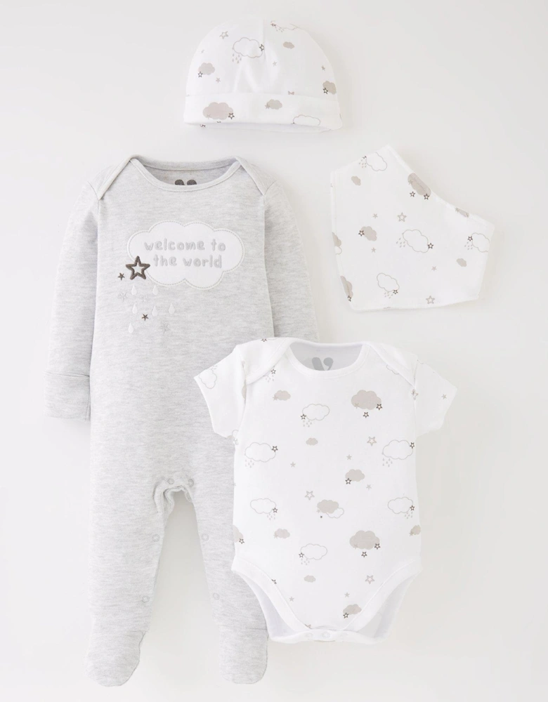 Unisex 4 Piece Welcome To The World Set - Grey