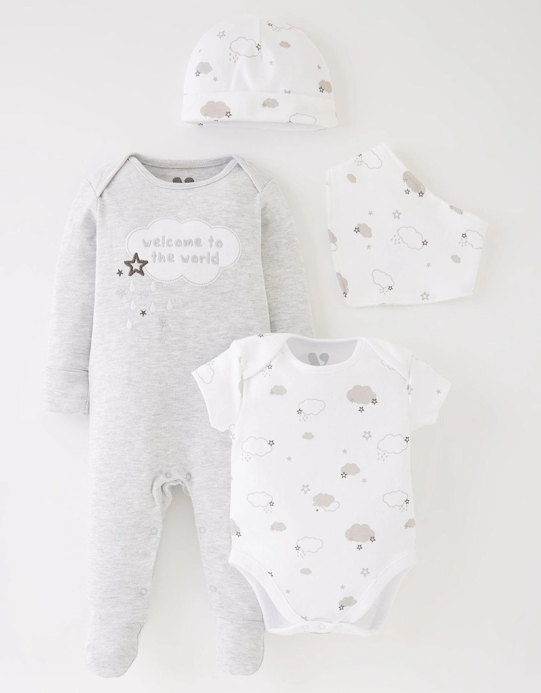 Unisex 4 Piece Welcome To The World Set - Grey, 2 of 1
