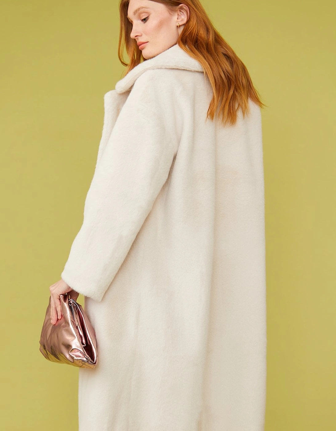 White Faux Fur Midi Coat